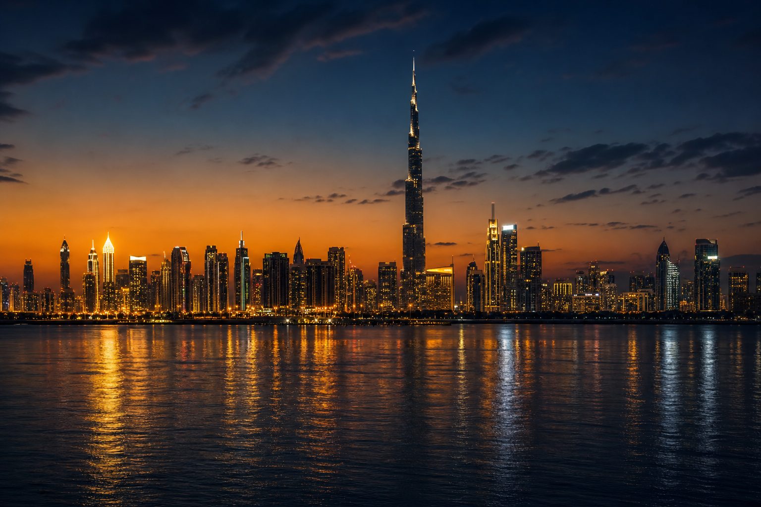 Dubai skyline at dusk